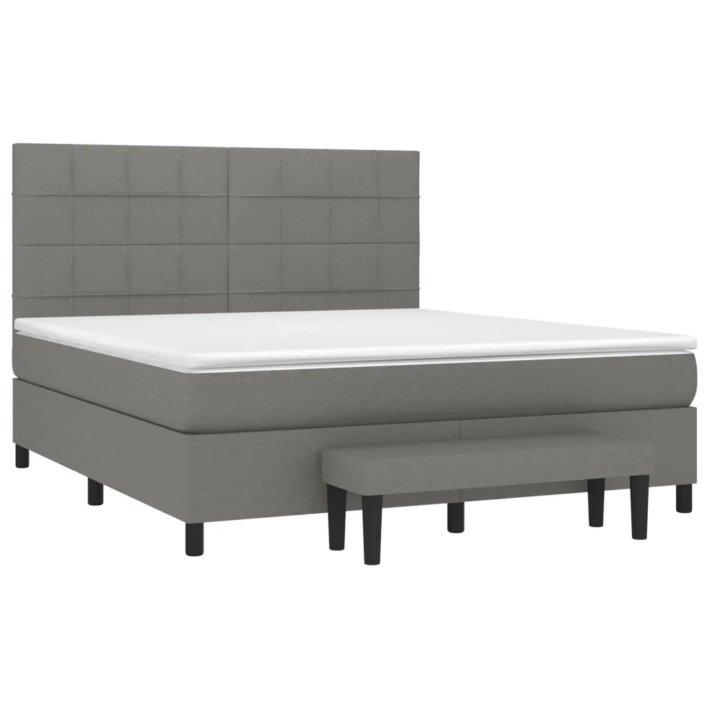Giroletto a Molle con Materasso Grigio Scuro 160x200 cm Tessuto