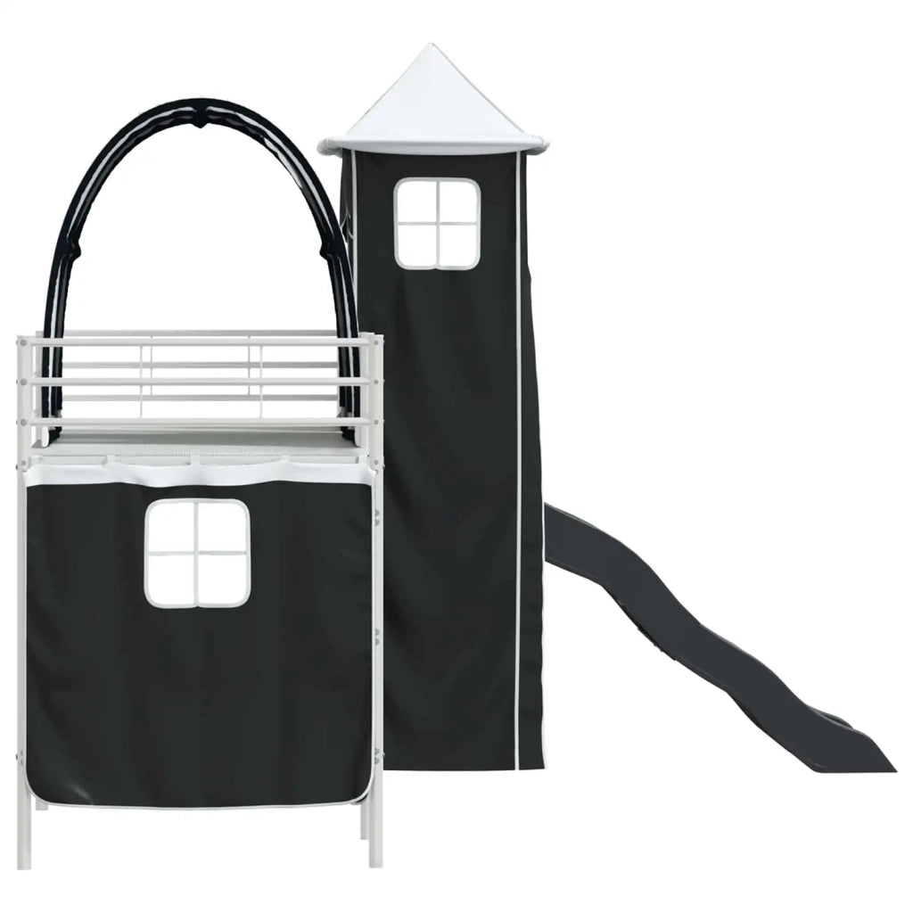 Struttura del letto loft per bambini-Giroletto per bambini Bianco e Nero 90 x 190 cm 589877
