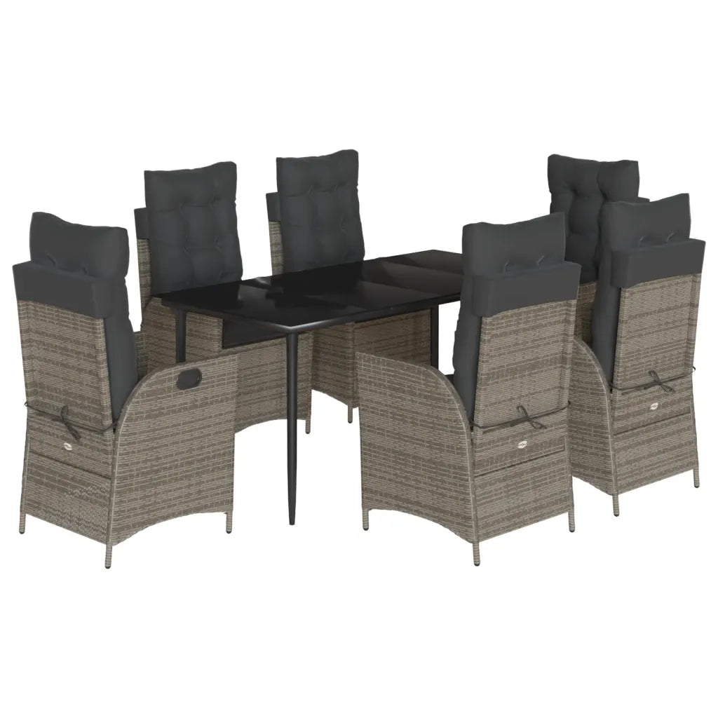 Set da Pranzo da Giardino 7 pz con Cuscini in Polyrattan Grigio 3213219