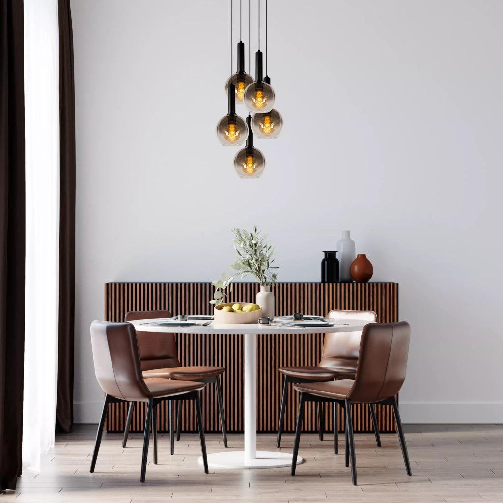 Lampadario MARIUS Lucide nero 5 sfere vetro E27 40W