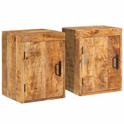Comodino 2 pz-Set di 2 Tavolino da notte Marrone 35 x 33 x 48 cm Legno di mango massello