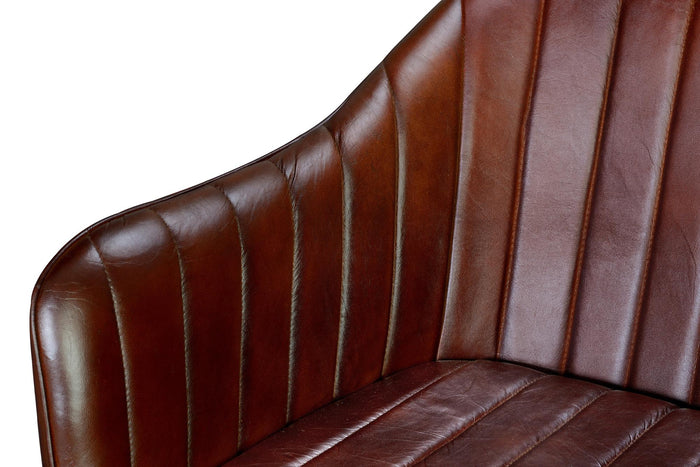 Sedia in cuio marrone e metallo