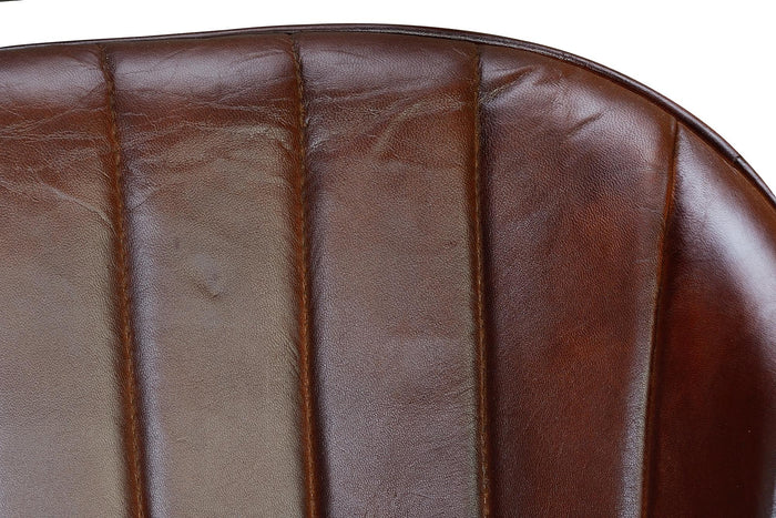 Sedia in cuio marrone e metallo