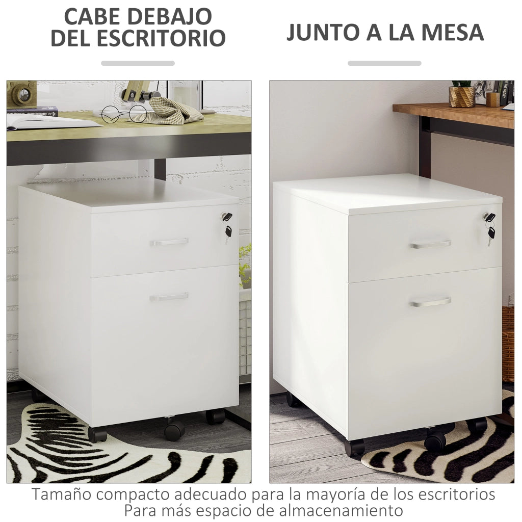 Cassettiera con Ruote per Ufficio ¨C zephmum ¨C 40x49x58 cm Bianco