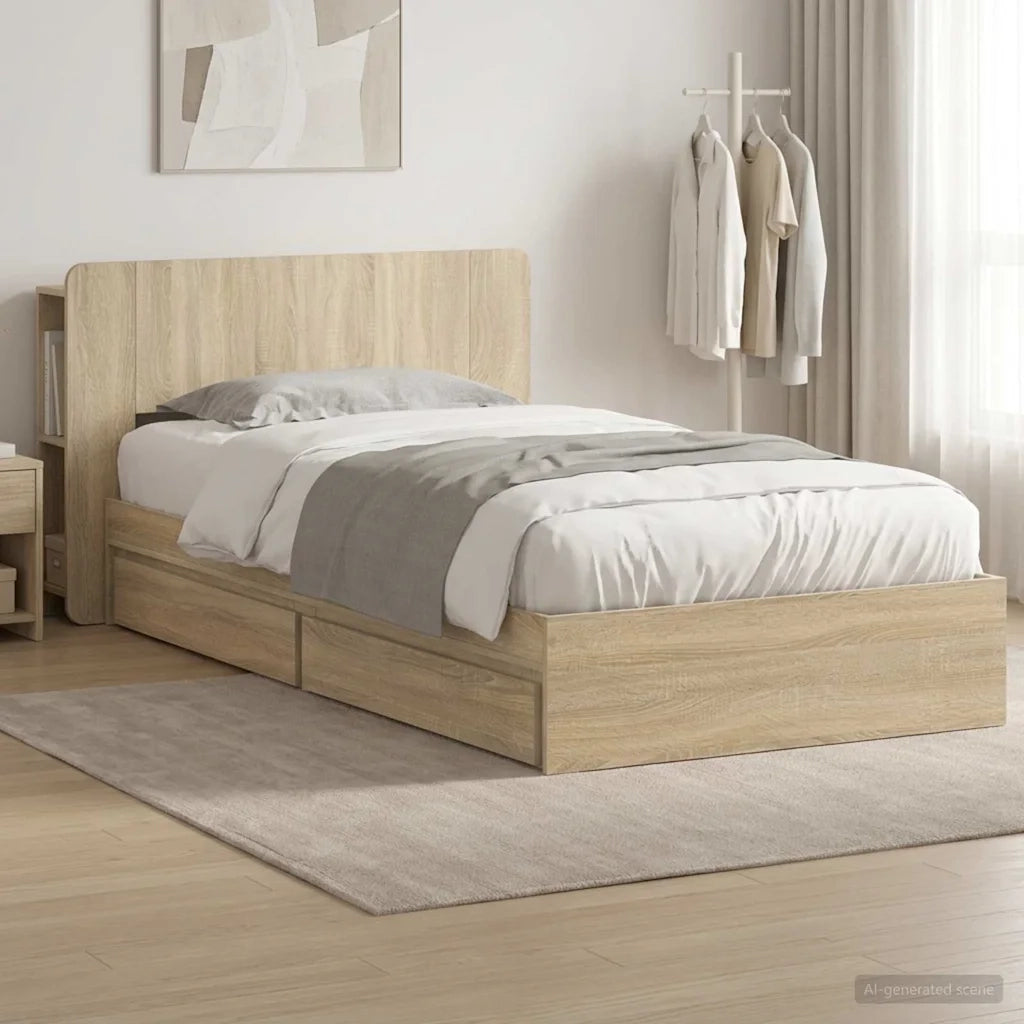 Telaio del letto con storage Rovere Sonoma 90 x 200 cm