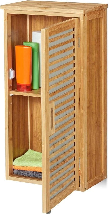 Cassettiera da bagno alta a 2 cassetti - Pannelli regolabili - Materiale naturale - Dimensioni: 66 x 35 x 20 cm - 1 pezzo cassettiera da bagno alta