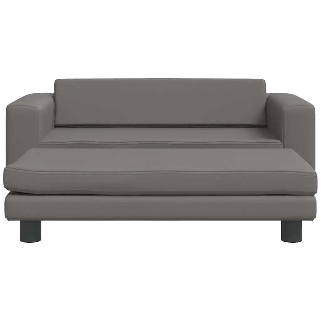 Divano Bambini con Poggiapiedi-Sofa-Divanetto Bambini Grigio 100x50x30 cm Similpelle