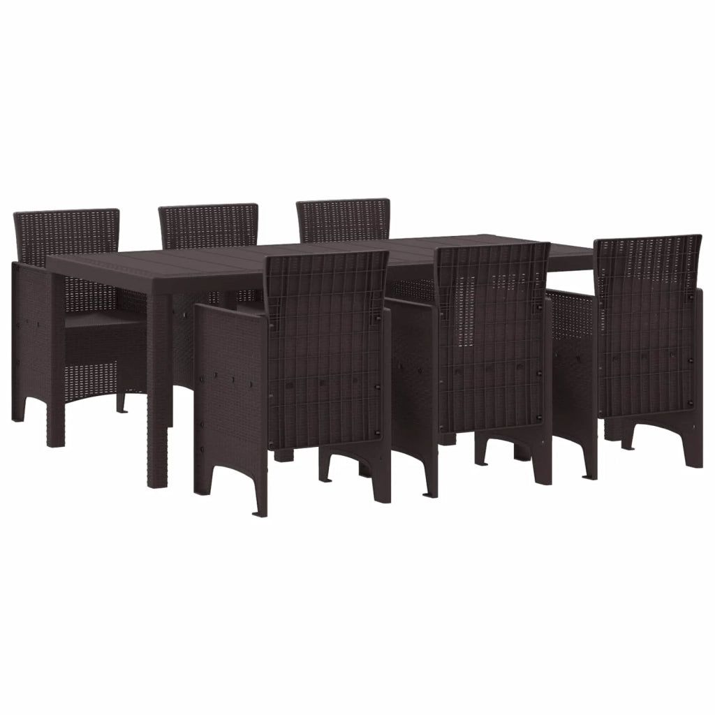 Set da Pranzo per Giardino 7 pcs Marrone Polipropilene 3378717