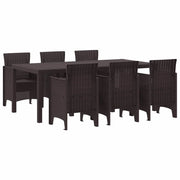 Set da Pranzo per Giardino 7 pcs Marrone Polipropilene 3378717