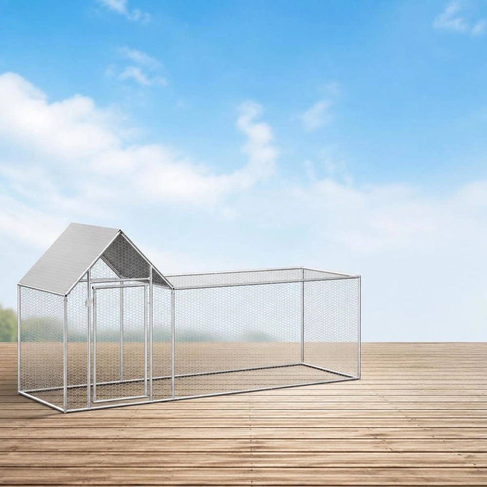 Chicken Coop 3x1x1.5 M Galvanized Steel