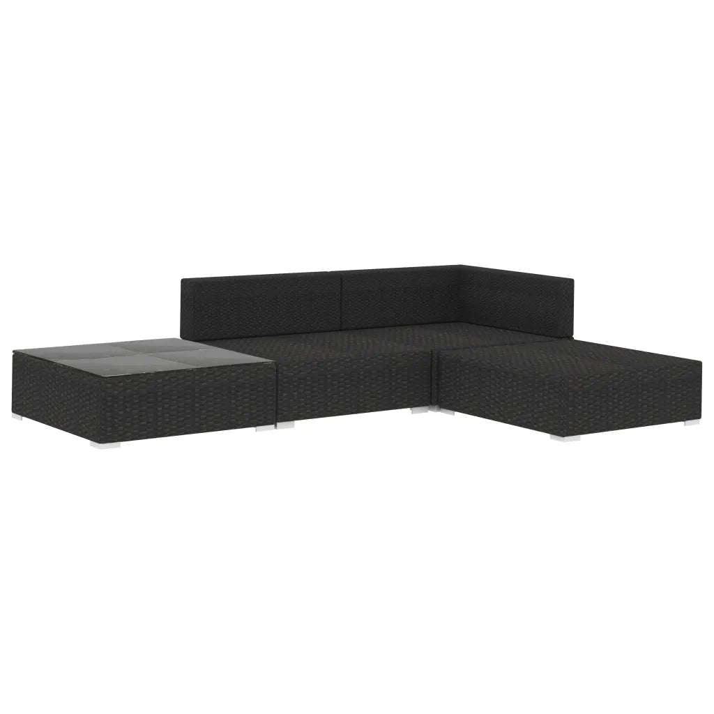 Set Divani da Giardino 4 pz con Cuscini in Polyrattan Nero cod mxl 35159