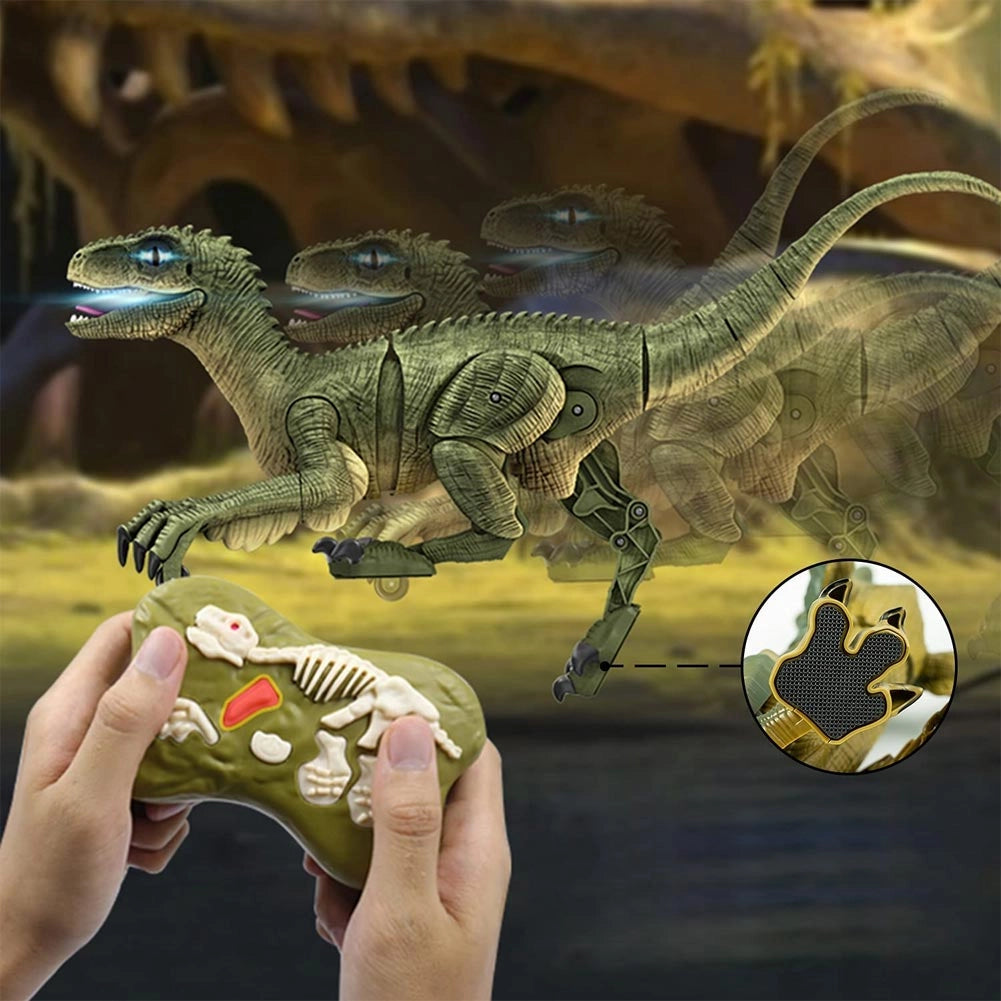 Dinosauro Telecomandato Giocattolo per Bambini Velociraptor Ricaricabile Luce LED e Ruggito