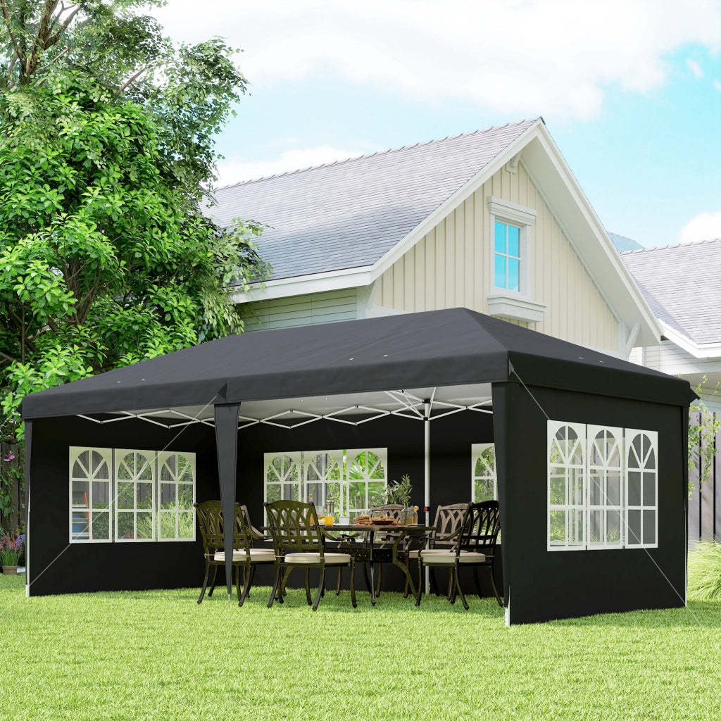 Tendone da giardino pieghevole 3x6 m ¨C zephmum ¨C nero