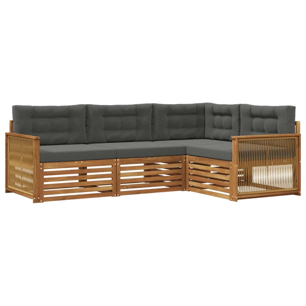 Set di divani da esterno con cuscino 4 pcs Naturale e Antracite