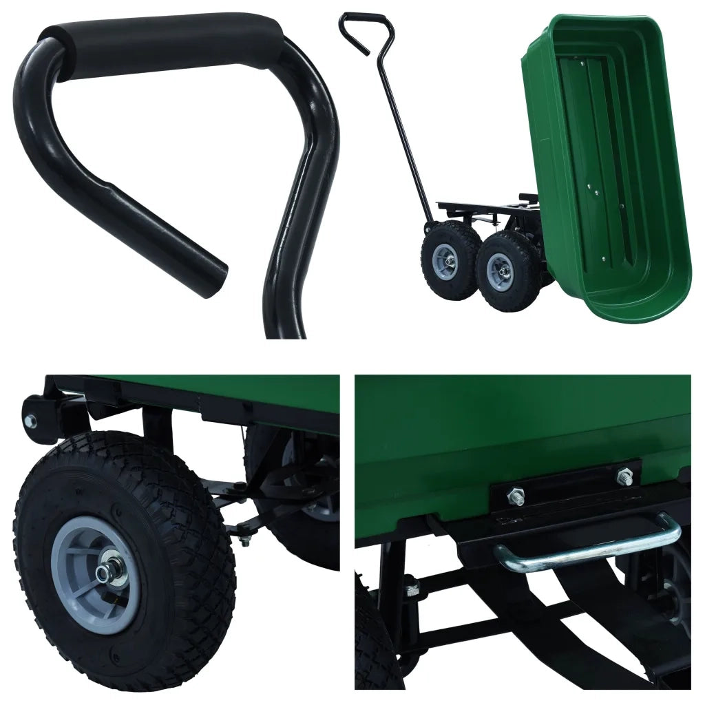 Carrello Manuale Ribaltabile da Giardino 300 kg 75 L Verde 145507