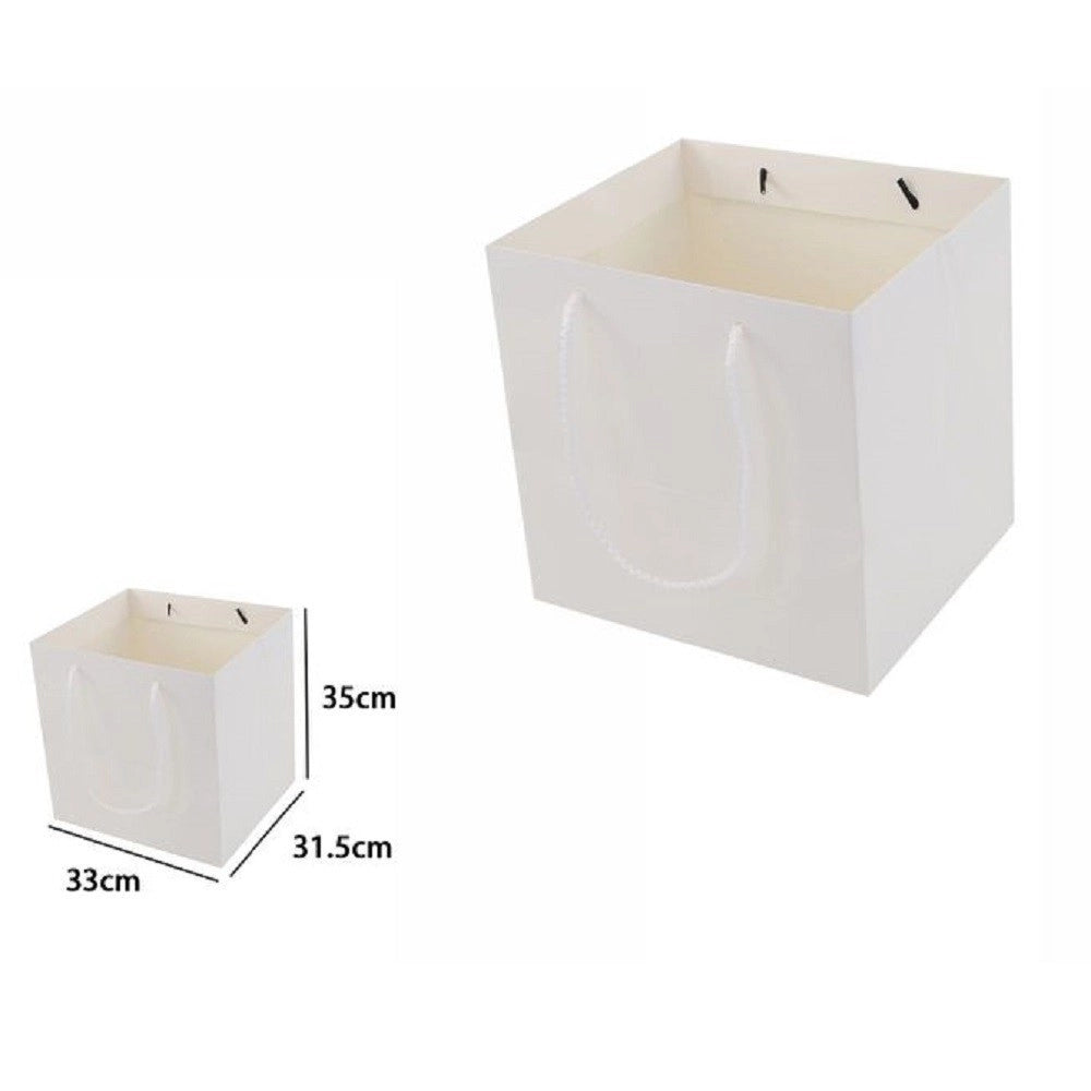 Trade Shop - Busta Buste Borsa Da Regalo Bianca 33 X 31,5 X 35 Cm Con Manici In Corda 69248 -