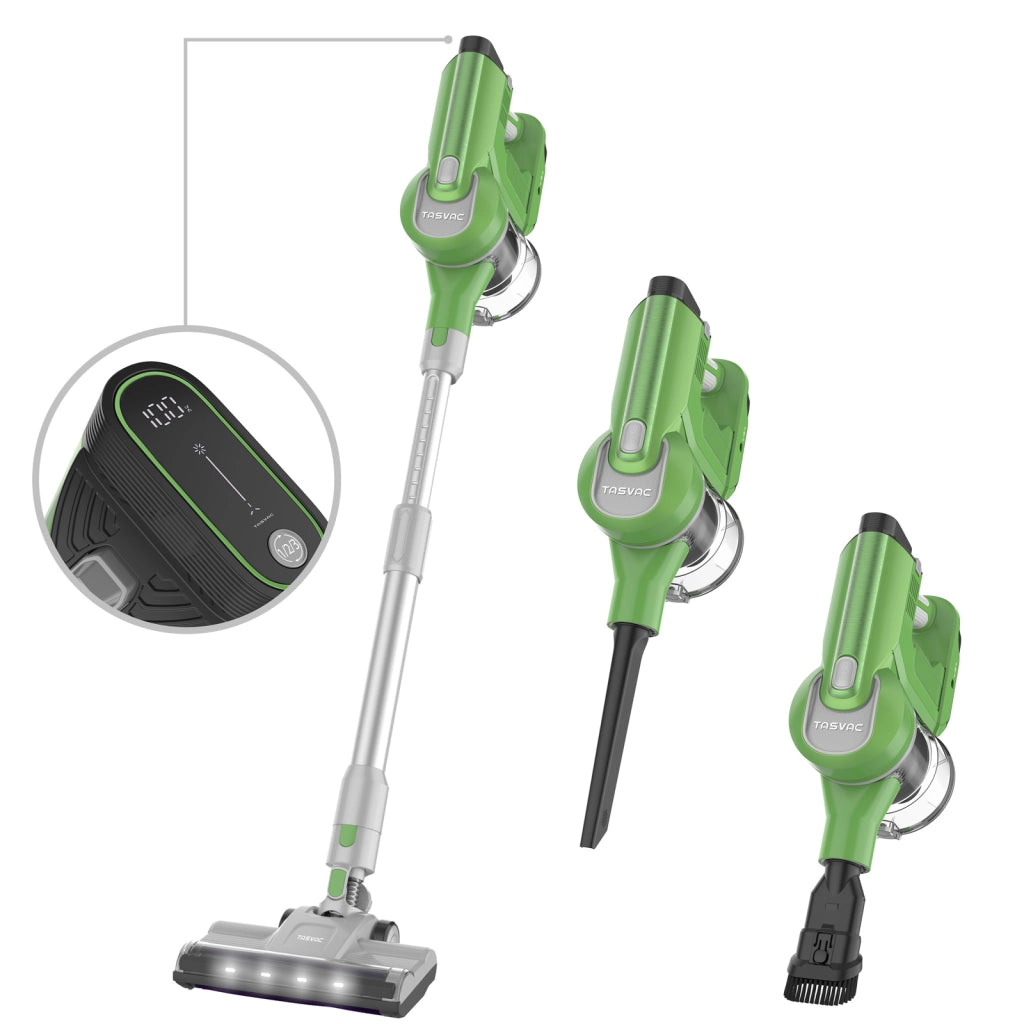 TASVAC S8 GREEN Aspirapolvere senza fili con display a LED e spazzola a rullo morbida