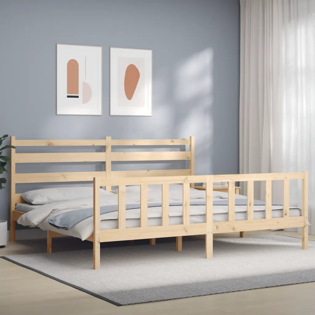 Giroletto senza Materasso-Struttura Letto 200x200 cm in Legno Massello di Pino 712628