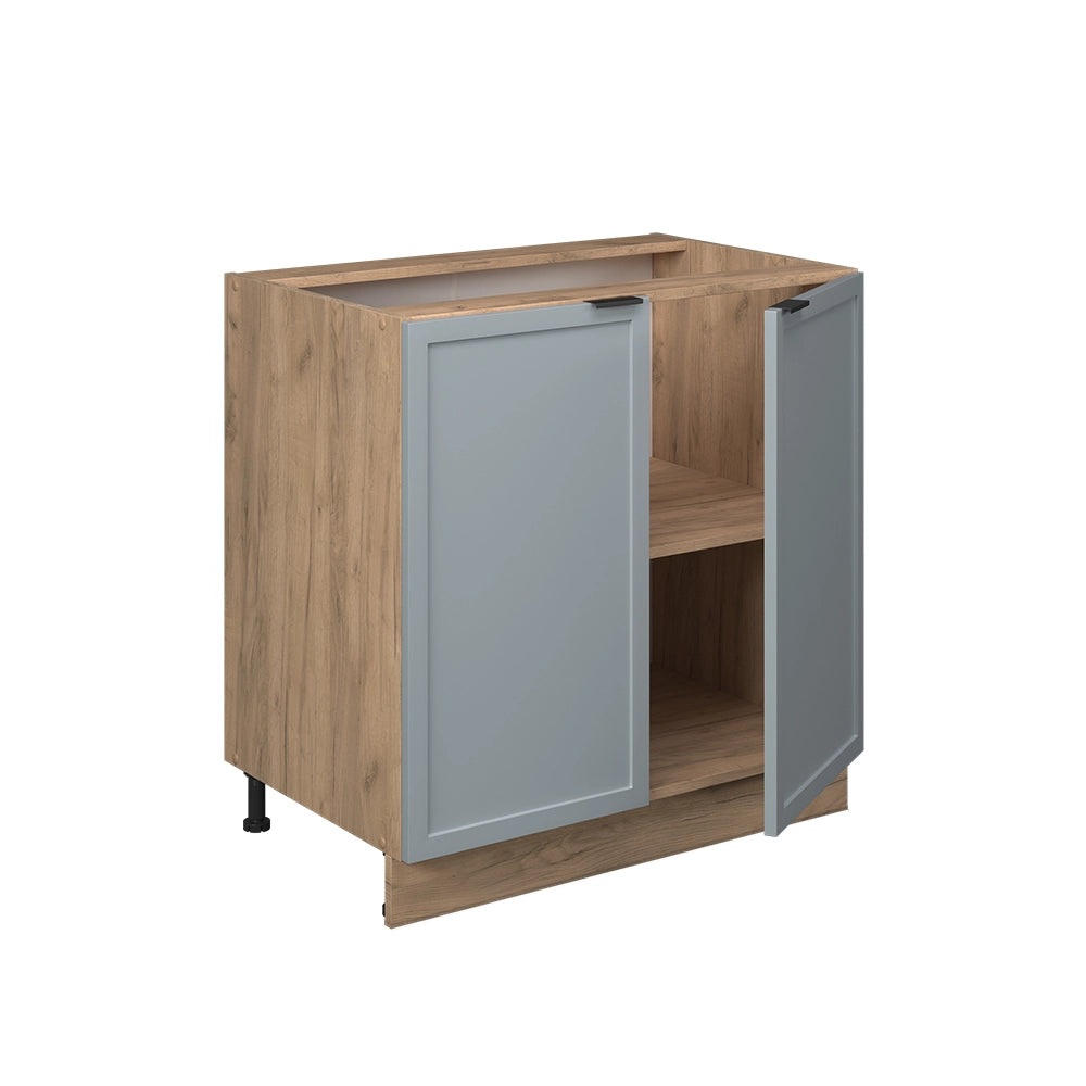 Mobiletto base cucina Fame-Line Blu-grigio chiaro/Rovere dorato 80 cm con ripiano, PL Antracite Vicco