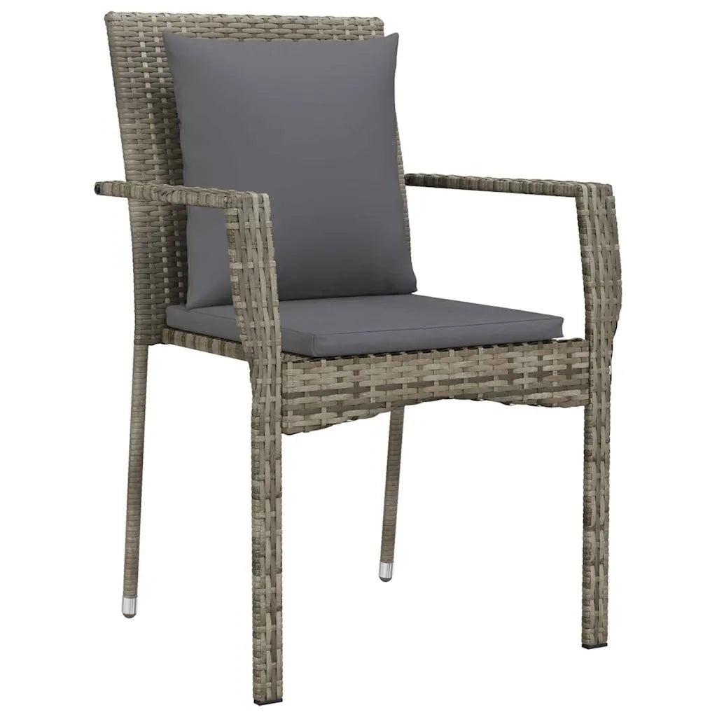 Set da Pranzo per Giardino con cuscino 7 pcs Grigio polyrattan 3380089