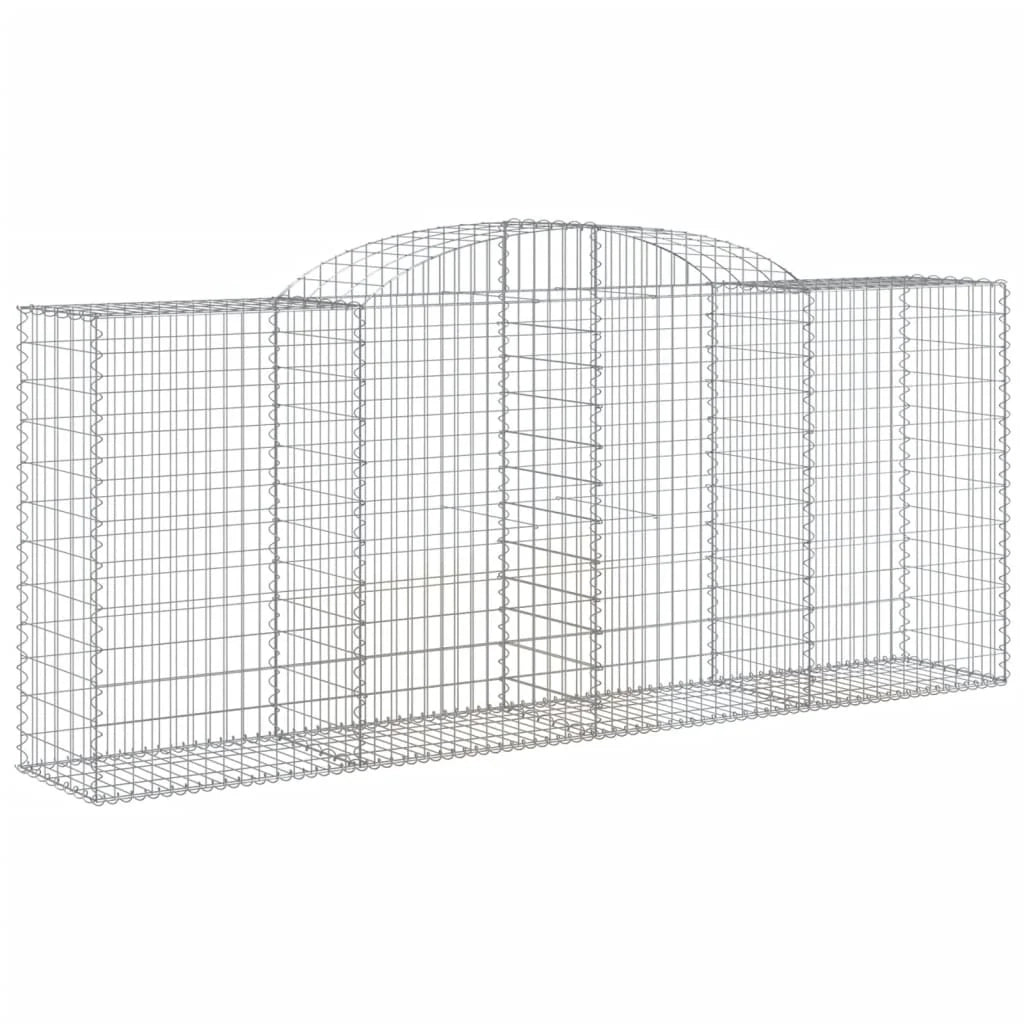 Cestini gabbioni recinzione a gabbia muro di contenimento ad arco 1 set da 2 300 x 50 x 120/140 cm ferro zincato argento 02_0040552