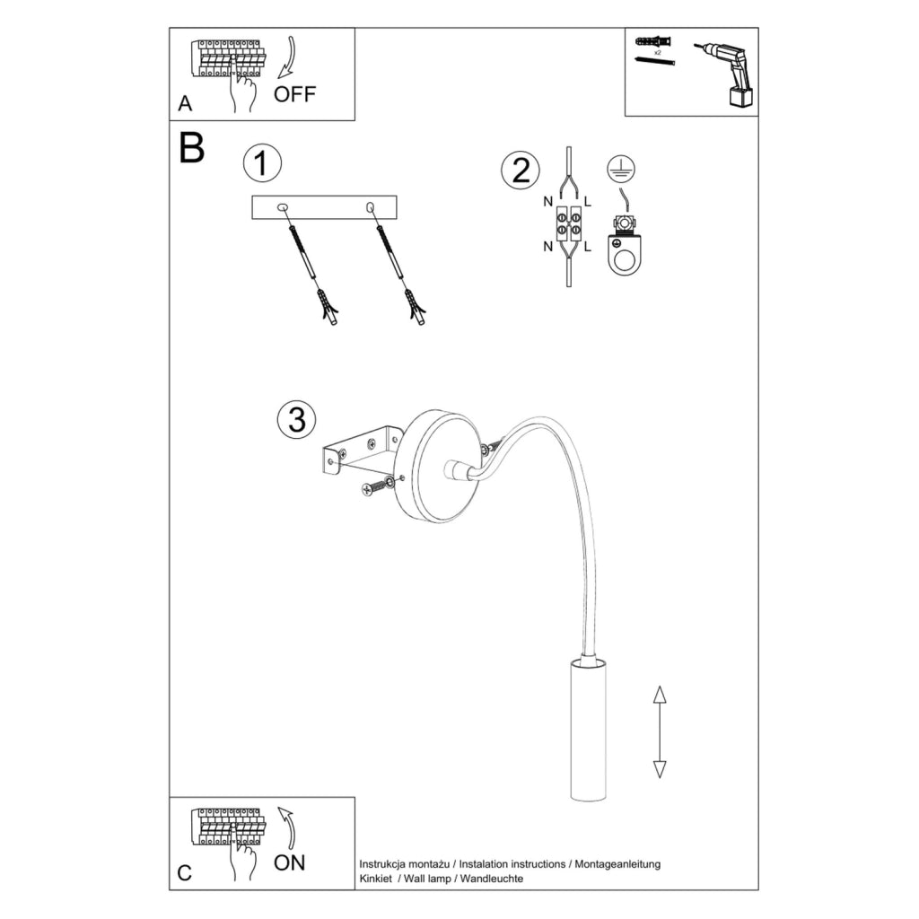 Applique Pure Lume Vertix nera/cromo G9 lettura moderna
