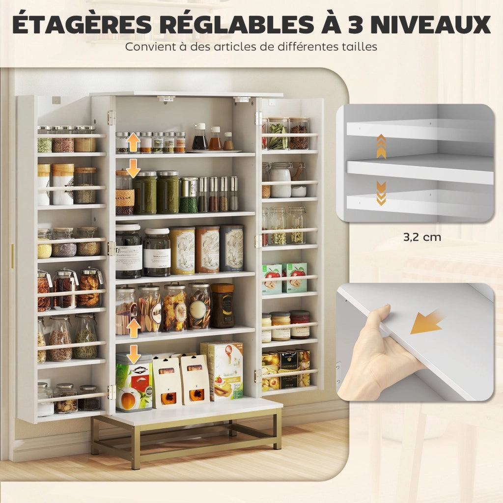 Armadio da cucina con ante e ripiani ¨C Zephmum ¨C Bianco 58x29x119,5cm