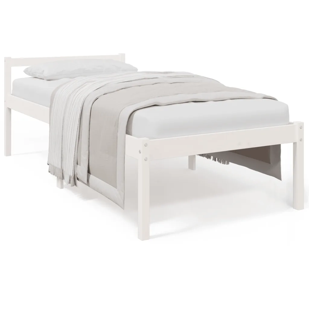 Letto per Anziani Bianco 75x190 cm Small Single Legno di Pino 810575