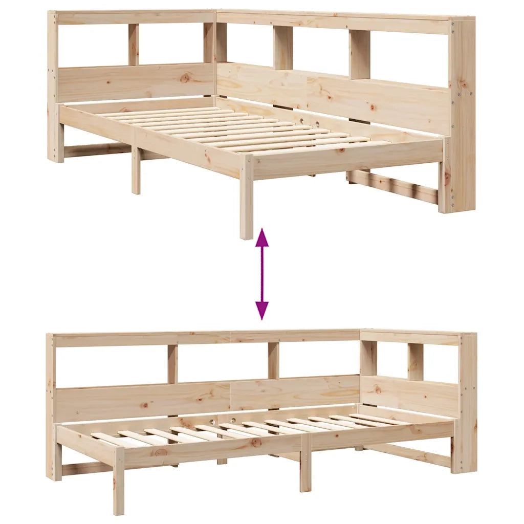 Letto Libreria senza Materasso-Struttura Letto con contenitore 90x190 cm Legno Massello Pino 236554