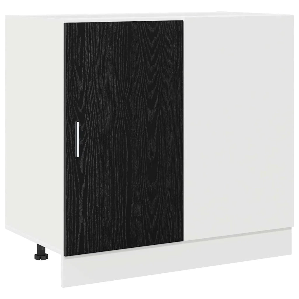 Mobile Base d'Angolo per Cucina Rovere nero 86 x 46 x 81,5 cm