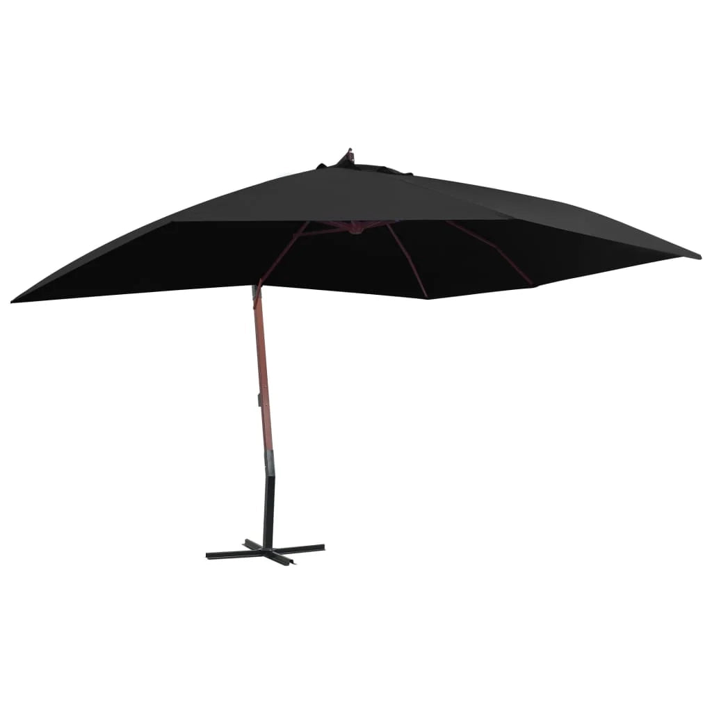 Ombrellone a sospensione con palo in legno 400 x 300 cm nero 02_0008714