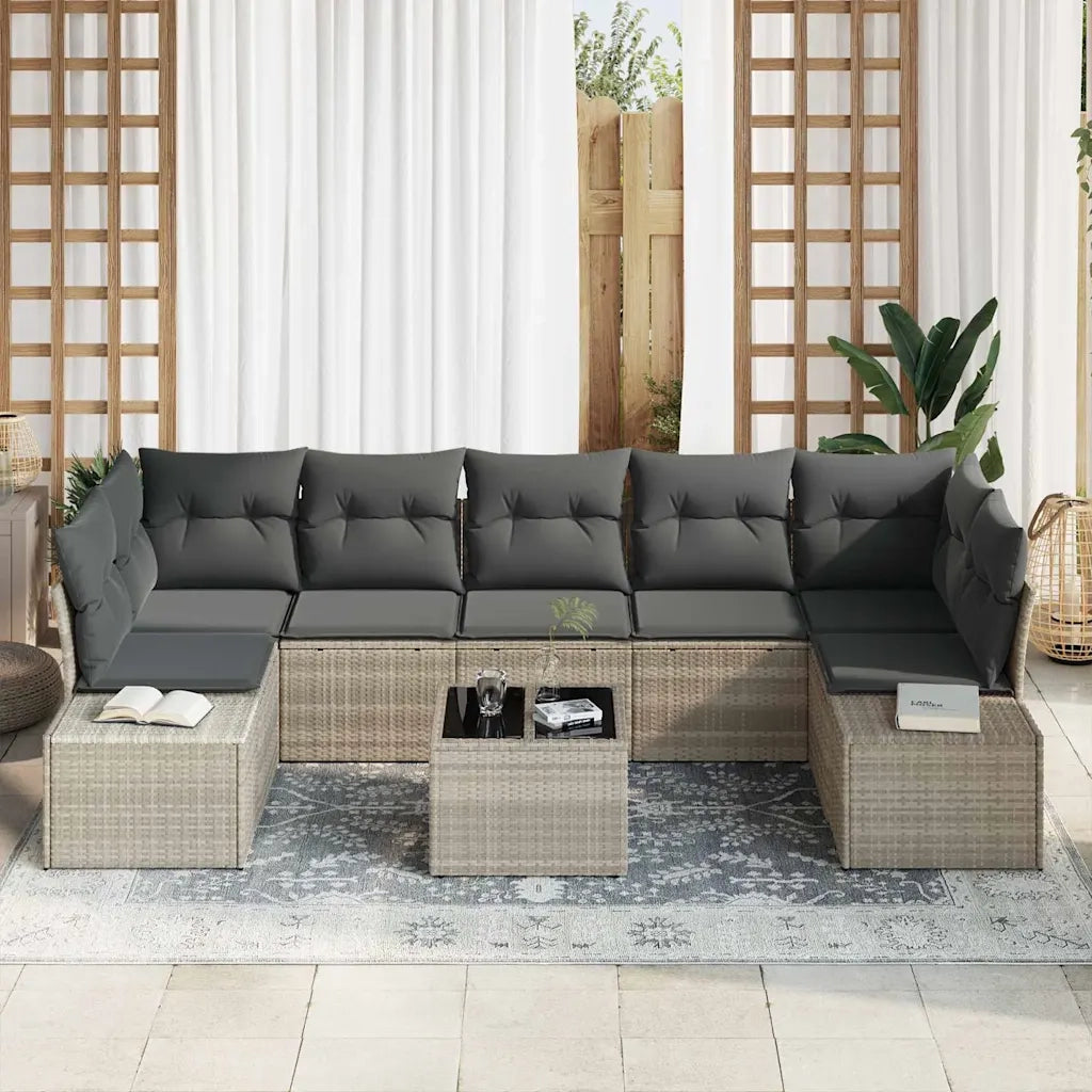 Set Divano da Giardino 8 pcs Grigio chiaro e grigio scuro
