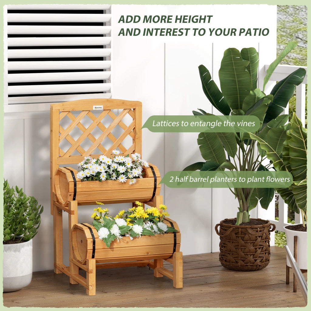 EasyComfort Fioriera da Esterno a Mezza Botte in Legno d'Abete con Design Verticale Rialzato, 45x45x80 cm
