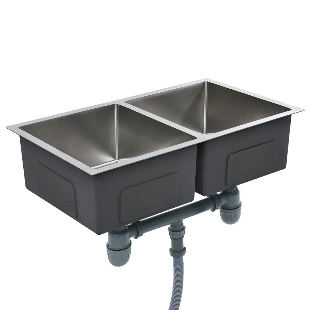 Lavello da Cucina Lavorato a Mano in Acciaio Inox 145079