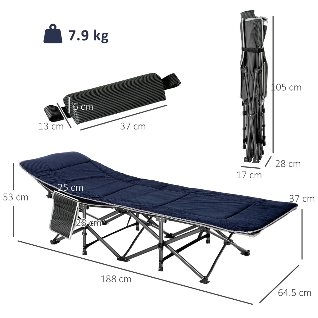 Letto Pieghevole per Adulti con Cuscino ¨C zephmum ¨C Blu 188x64.5x53 cm