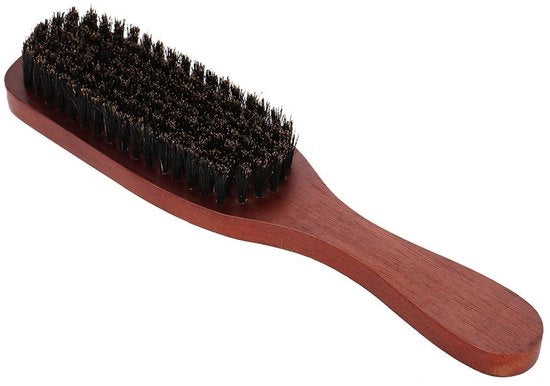 Spazzola per la barba 21cm - pelo di maiale - promuove la crescita della barba - spazzola per baffi e baffi - manico di legno - impugnatura comoda - paletta per la barba