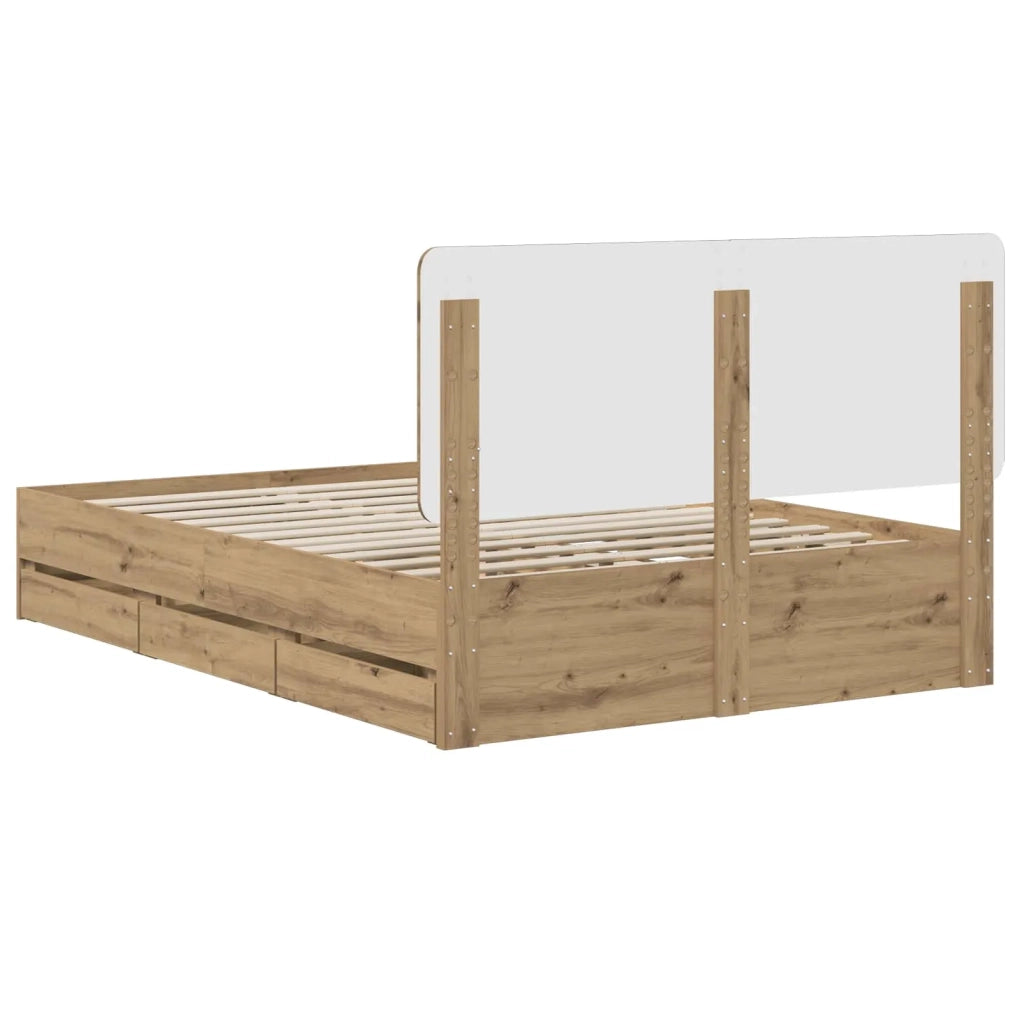 Bed Frame with Storage and Headboard Artisan Oak 120 x 200 cm 3445806