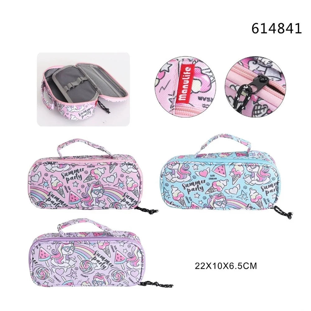 Trade Shop - Astuccio Borsa Tote Multifunzione Chiusura Con Zip Tema Unicorno 22x10x6,5cm 614841 -