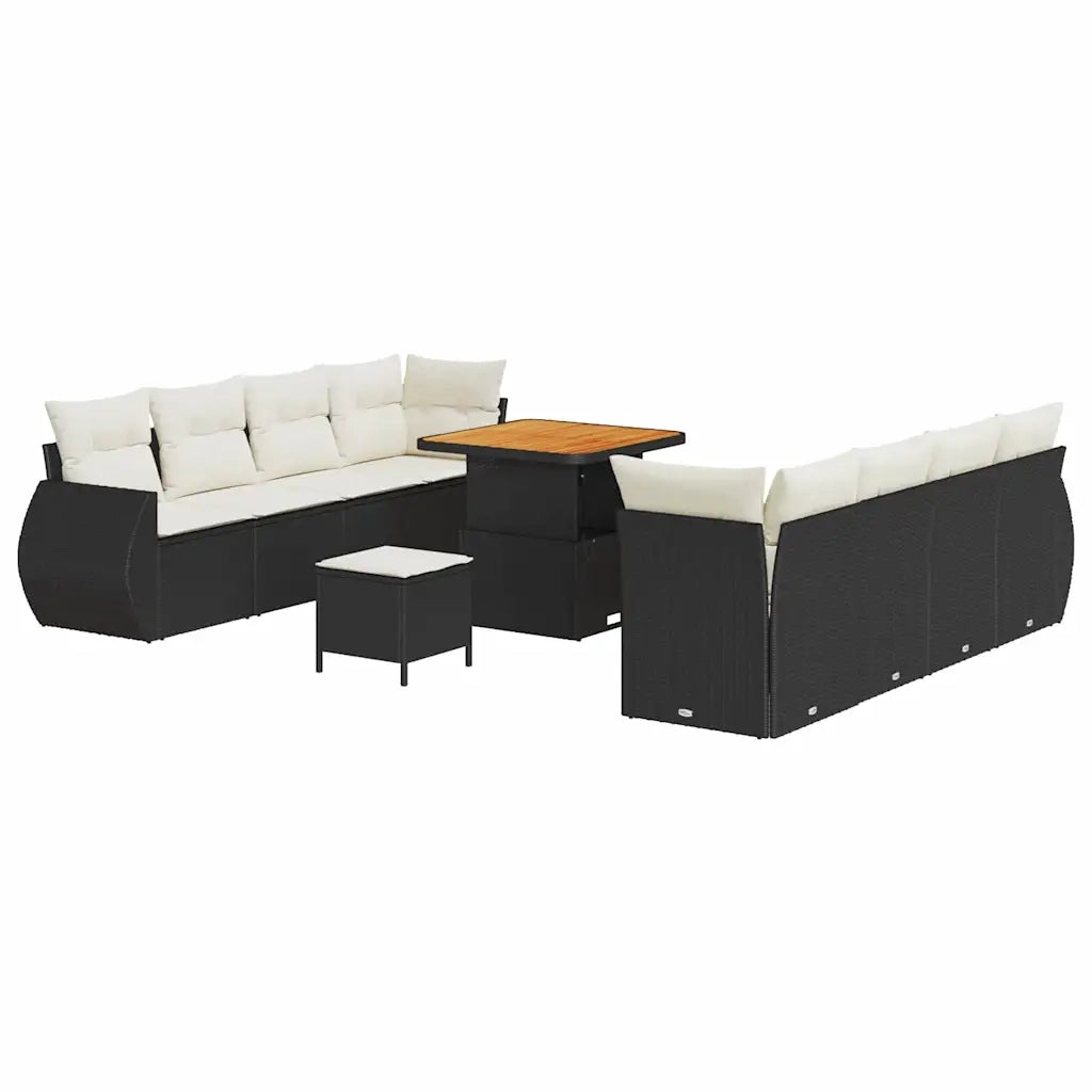 Set Divano da Giardino con cuscino 11 pcs Nero polyrattan 3361845