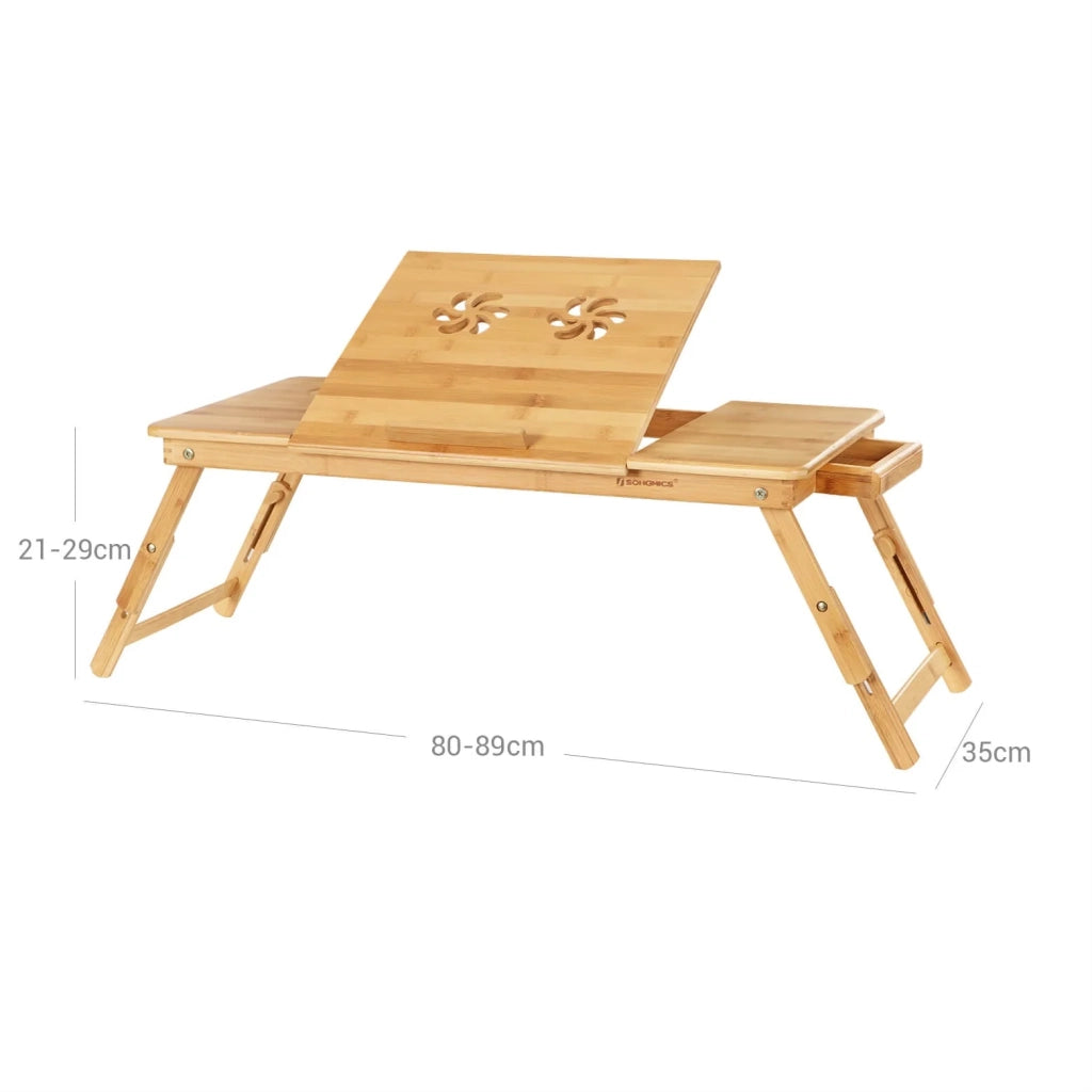 Tavolino da letto pieghevole piccolo tavolo per laptop in bambù per mancini e destrorsi vassoio regolabile in 5 posizioni 89 x 35 x 29 cm bambù 12_0007657