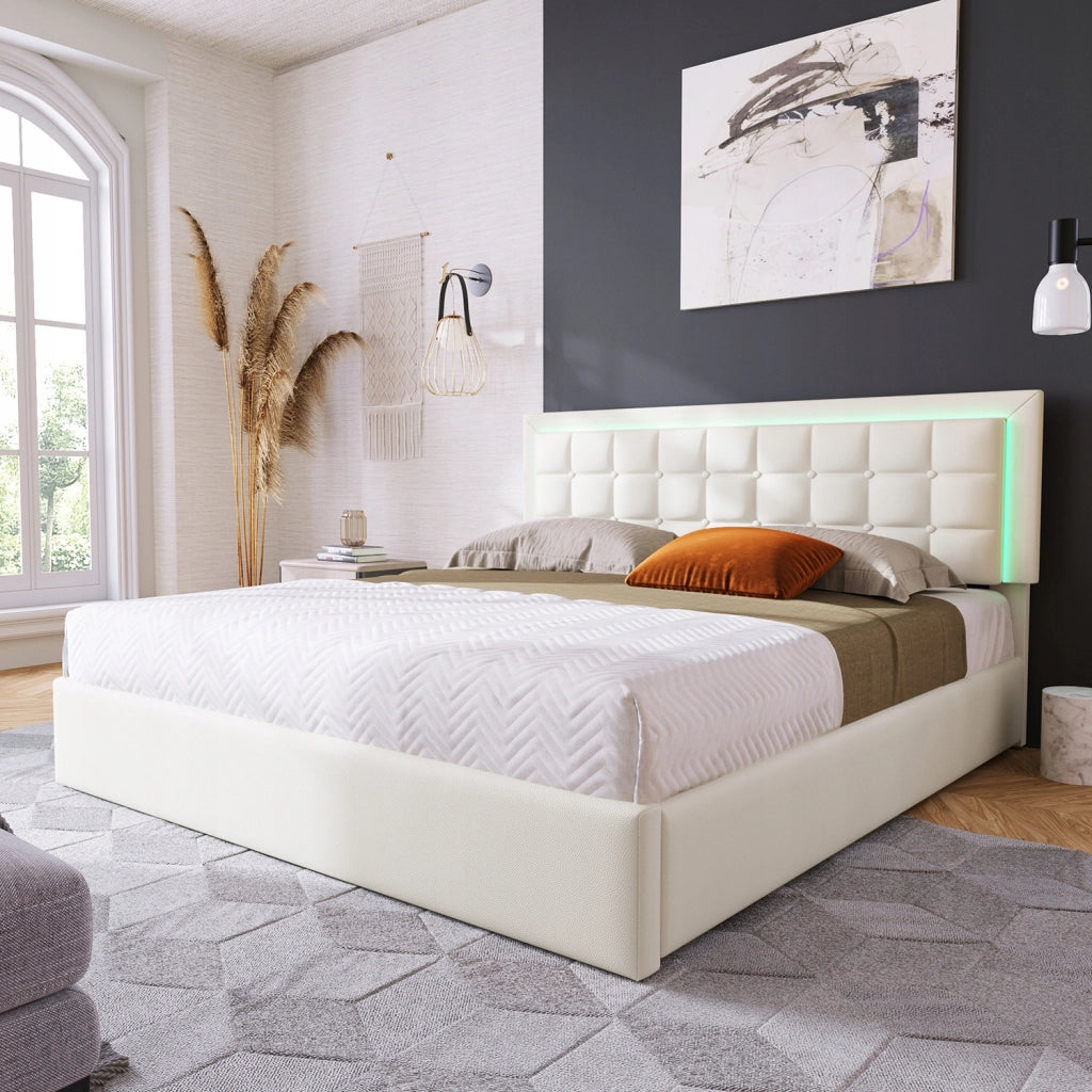 Letto contenitore 180x200 LED Bianco - Xylo