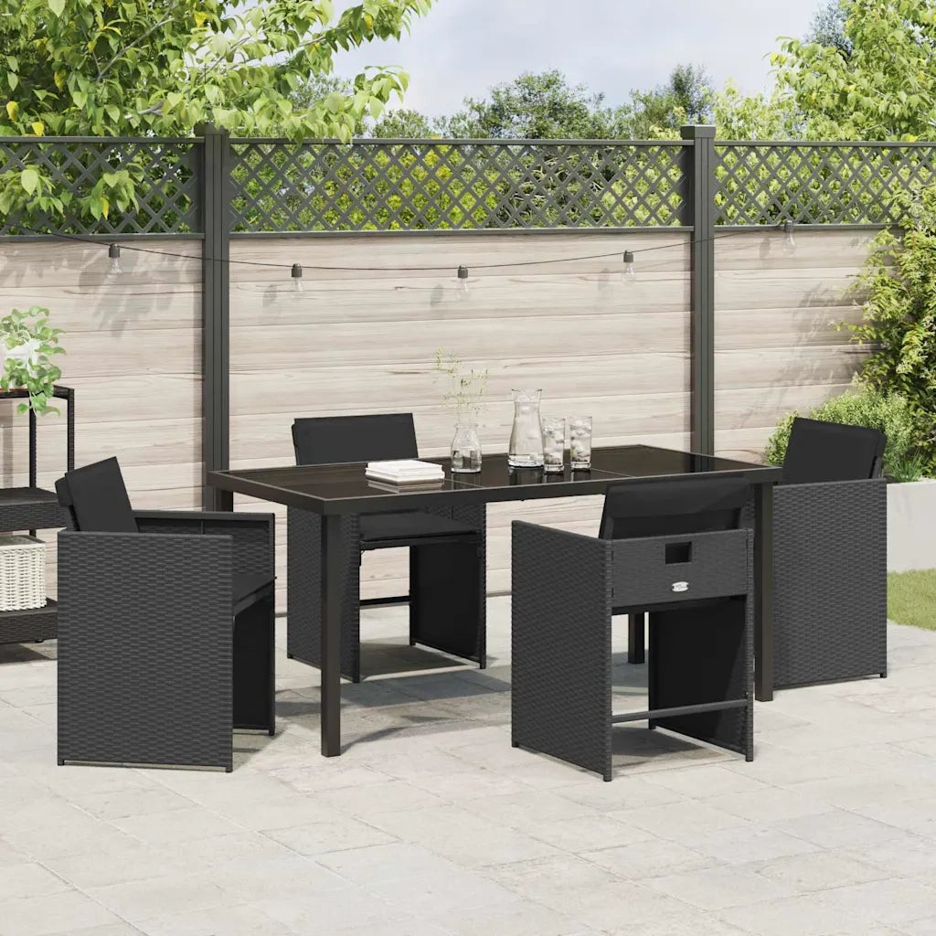 Set da Pranzo per Giardino 5 pcs Nero polyrattan 3380691