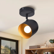 ZMH Faretto da soffitto 1 fiamma nero-oro Faretto da soffitto orientabili 350° industriale per corridoio