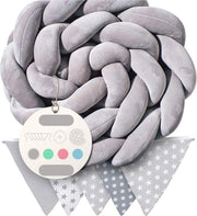 Babysalaio per lettino, protezione per capo e lettino, ideale per regali e decorazioni, bumper per bambini - 300 cm (grigio)
