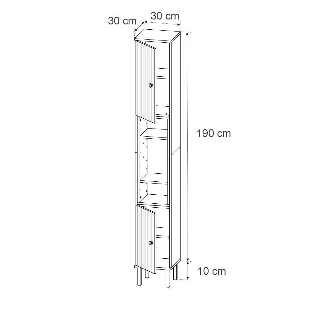 Vicco Armadio per il bagno Marrone 30 x 190 cm con ante e vani a giorno