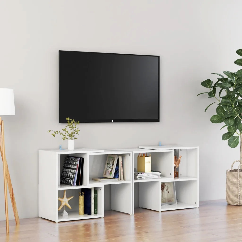 Mobile TV | Armadietto TV | Mobile Porta TV Bianco Lucido 104x30x52 cm in Legno Multistrato