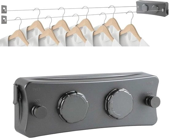 Wasmijn Indoor Adattabile - Corda da Stiro Invisibile in Acciaio Inossidabile - 2 x 5,1 m (Grigio)