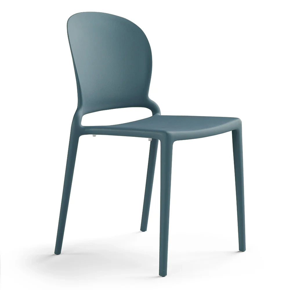 Set 6 sedie in polipropilene JASMINE, impilabile, resistente ai raggi UV, design moderno, ideale per sala da pranzo, cucina, sala d’attesa, bar, ristoranti o giardino colore Avio