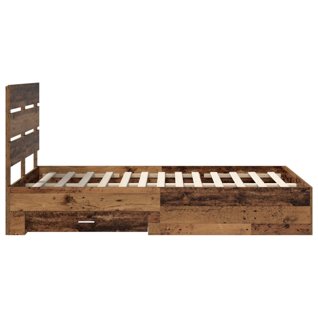 Struttura del letto con cassetto-Giroletto con contenitore-Rete del Letto Legno vecchio 120 x 190 cm 706624