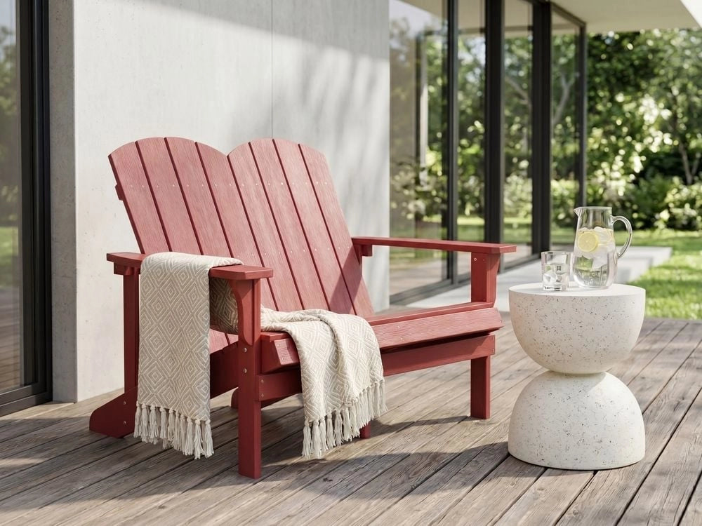 Panchina da giardino in legno plastico rosso 2 posti Mobili da giardino tradizionali